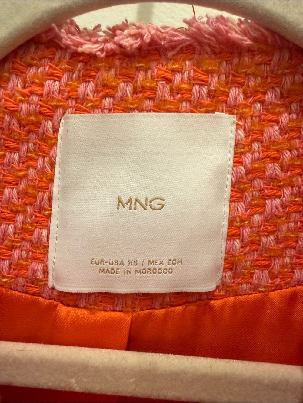 Mango Coral-Orange Tweed Pocket Blazer. Excellent condition XS - Picture 4 of 5